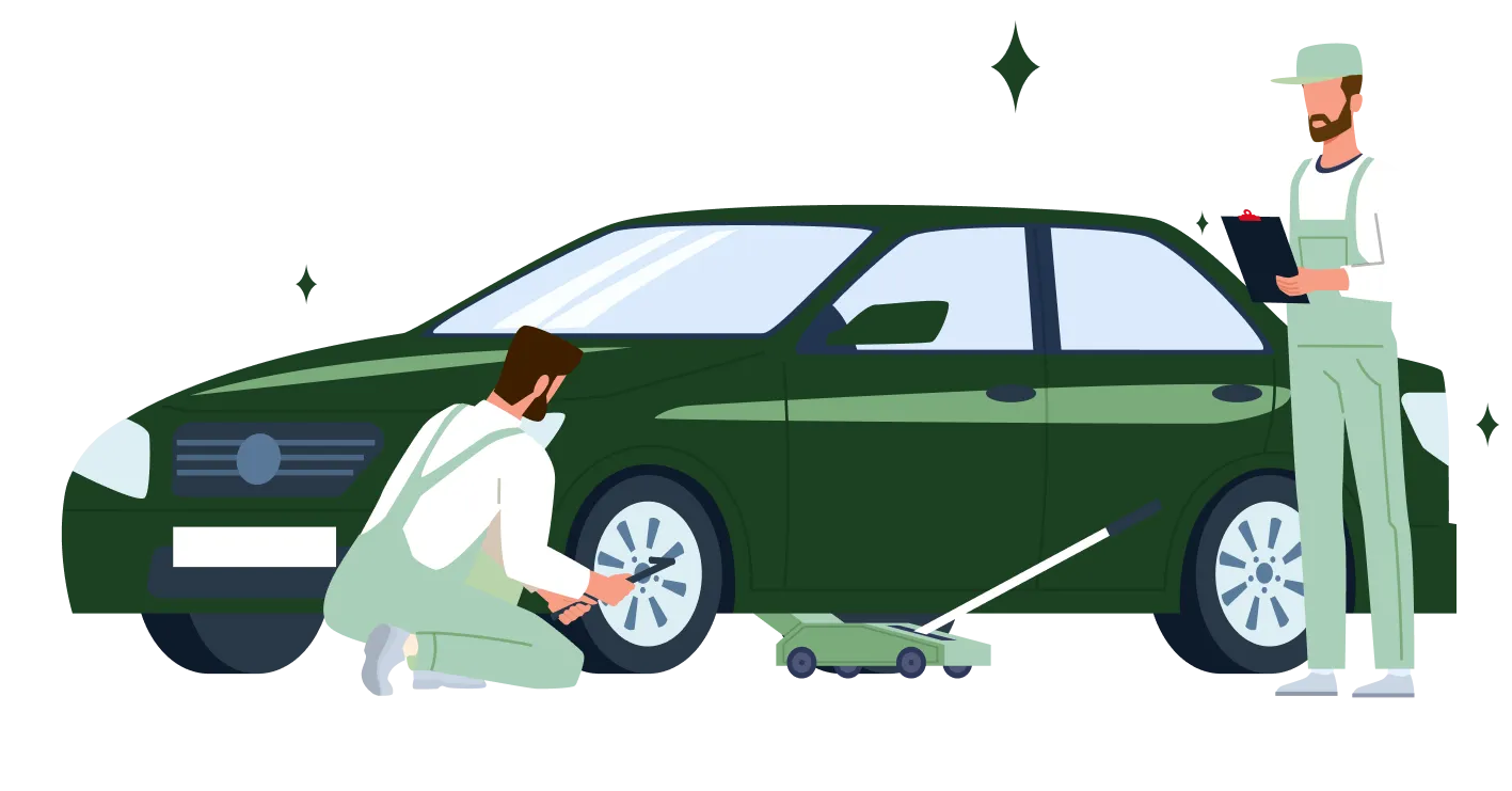 Mechanicy pracujący przy samochodzie